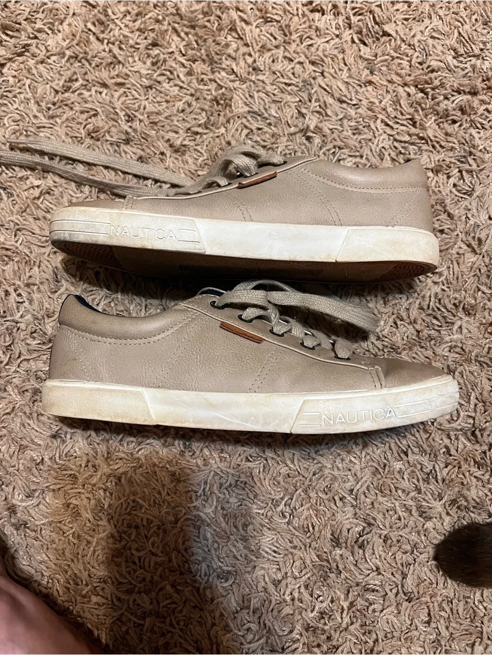 Nautica Kids Taupe Lace-Up Low-Top Sneakers with Navy Collar